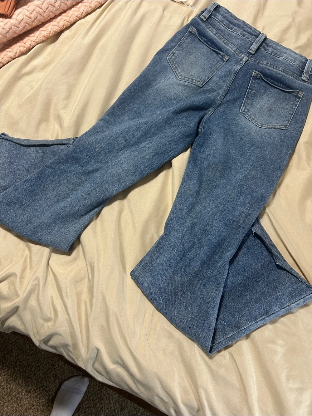YMI Girls Blue Distressed Flared Jeans
